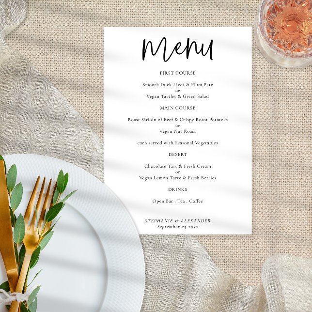 Poster Script moderne Menu Mariage N'importe quelle coule (Créateur téléchargé)