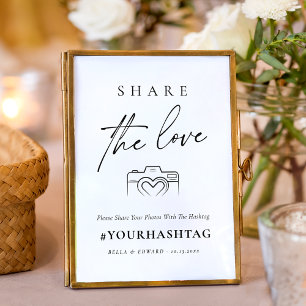 Poster Script moderne Partager Le Hashtag Mariage d'amour