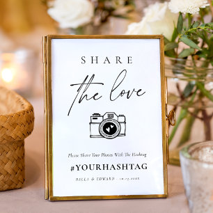 Poster Script moderne Partager Le Hashtag Mariage d'amour