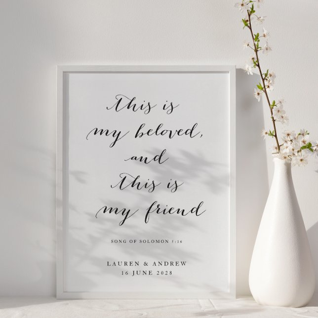 Poster Script noir et blanc Ceci est mon Mariage bien-aim (Créateur téléchargé)