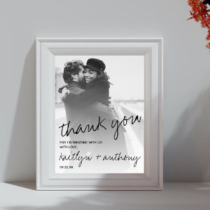 Poster Script noir et blanc moderne Mariage minimaliste