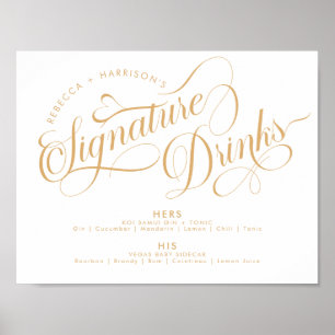 Poster Script romantique Signature Boissons Mariage Bar O
