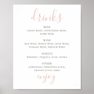 Poster Script rose simple. Boissons alcoolisées Bar maria
