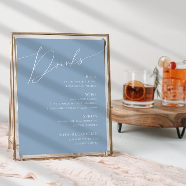 Poster Script Whimsical | Menu Boissons Mariage Dusty Blu (Créateur téléchargé)
