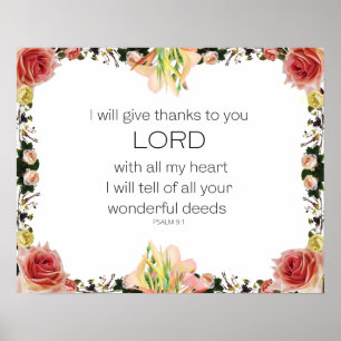 Poster Scripture Psalm 9, Floral