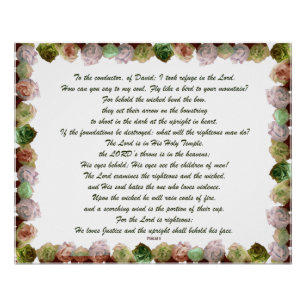 Poster Scripture, Psaume 11, Green Gray Roses