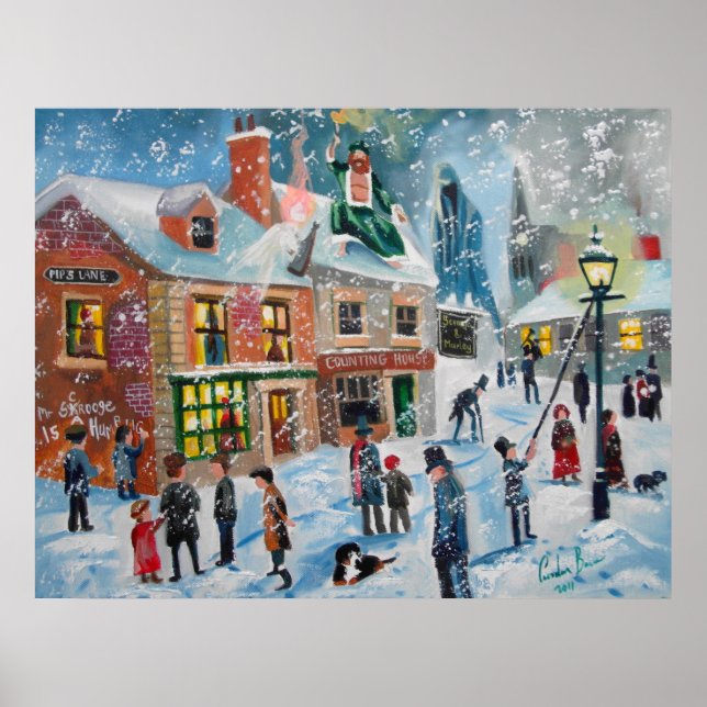 Poster Scrooge A Christmas Carol hiver scène de neige fan (Devant)