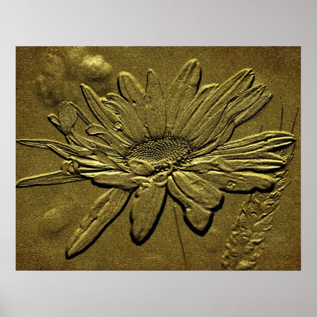 Poster Sculpté Golden Daisy Floral Print (Devant)