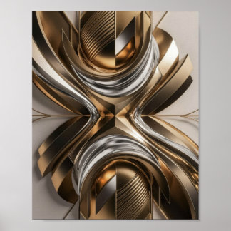 Poster Sculpture Abstraite d'or et d'argent