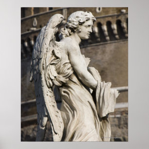 Poster Sculpture d'ange avec vêtements et dés sur Sant