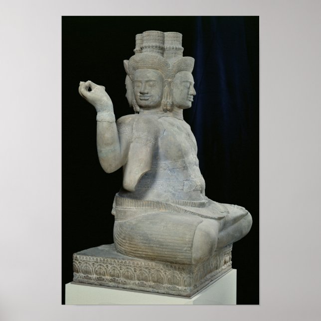 Poster Sculpture de Brahma avec quatre visages (Devant)