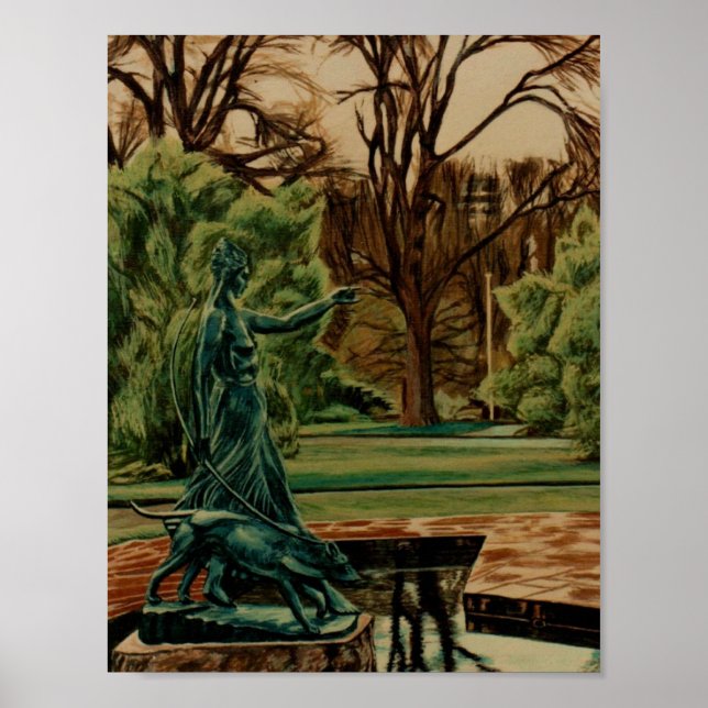 Poster Sculpture De Diana Artemis Dans Les Jardins (Devant)