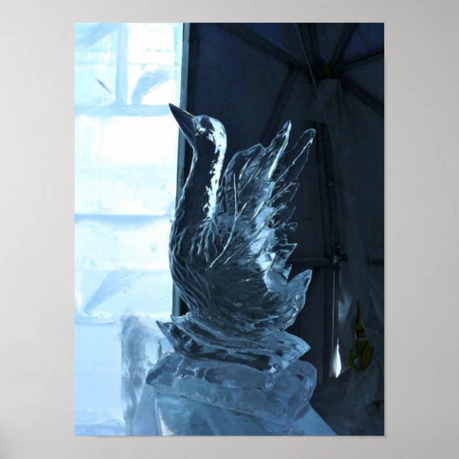 Poster Sculpture de glace de cygne, Québec, Canada (Devant)