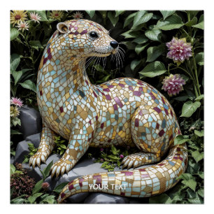 Poster Sculpture de loutre fantaisiste mignonne et ludiqu