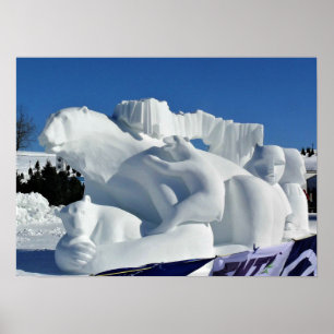 Poster Sculpture de neige à l'ours polaire, Québec, Canad