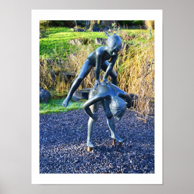 Poster Sculpture d'enfants jouant (Devant)