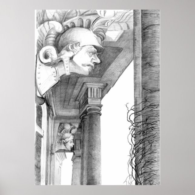 Poster Sculpture du château de Burgscheidungen Crayon Art (Devant)