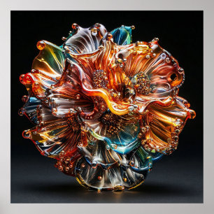 Poster Sculpture en verre de fleurs aux couleurs vives