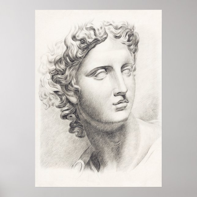 Poster Sculpture grecque ancienne Portrait noir et blanc (Devant)