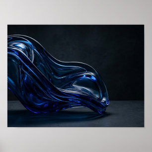 Poster Sculpture murale en verre liquide bleu électrique