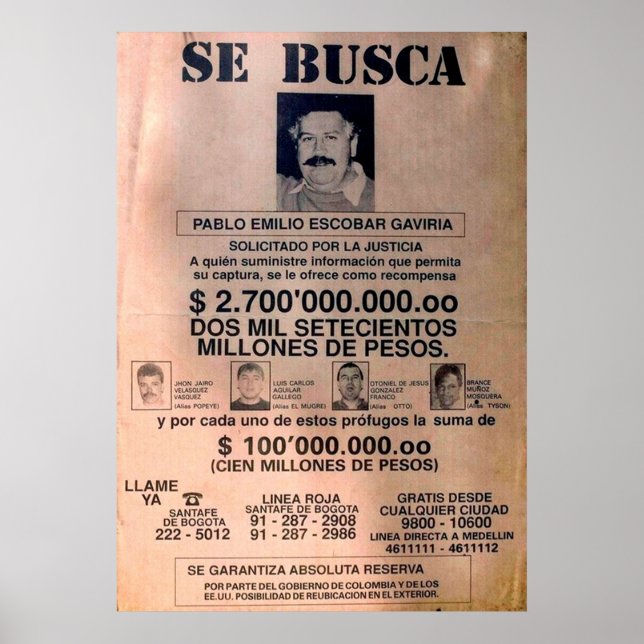 POSTER SE BUSCA ESCOBAR 1 (Devant)