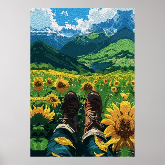 Poster Se détendre au paradis des tournesols (Devant)