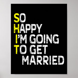 Poster Se marier Amusante Partie d'engagement Gag Salle B