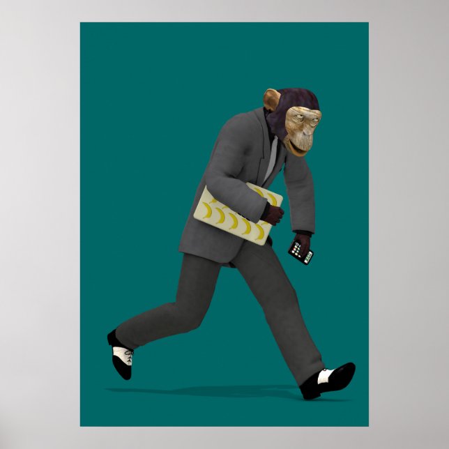 Poster Se précipiter vers les affaires singes (Devant)