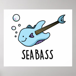 Poster Sea Bass Funny Bass Guitare Poisson Pun