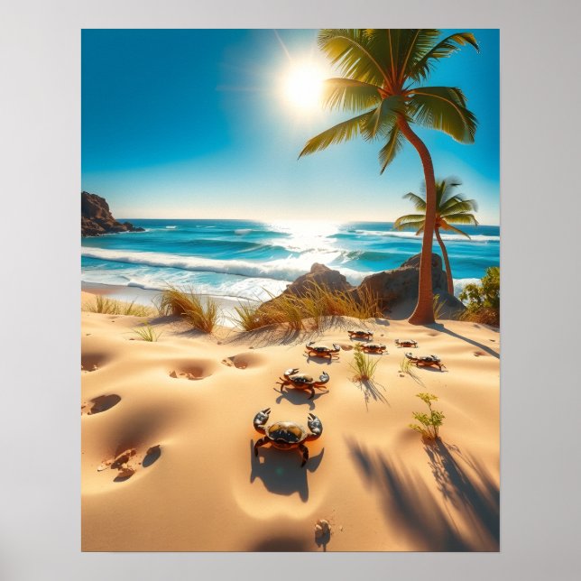 Poster Sea  Crabs on Tropical Beach – Serene Ocea (Devant)
