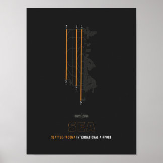 Poster SEA - Diagramme de piste de l'aéroport de Seattle-