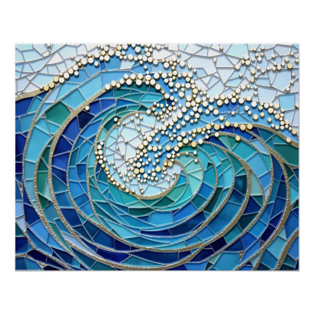 Poster Sea of Waves Mosaic Art (Devant)
