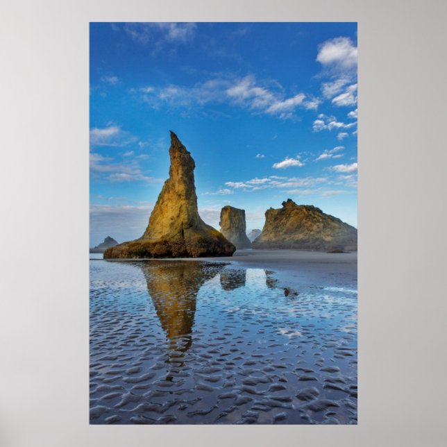 Poster Sea Stacks sur la plage de Bandon à Bandon, Oregon (Devant)