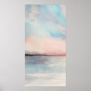 Poster Sea Sunset Triptych - Pastel Watercolors
