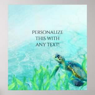 Poster Sea Turtle Ocean Beach Art Tropical Party Banner