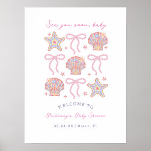 Poster Sea You Bientôt Baby Girl Baby shower de bienvenue