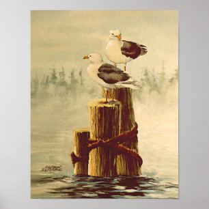 Poster SEAGULLES & PILINES 2 par SHARON SHARPE