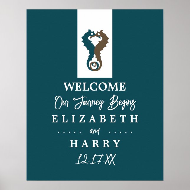 Poster Seahorse Romance, Mariage de plage Bienvenue (Devant)