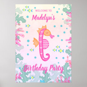 Poster Seahorse Under the Sea Birthday Party