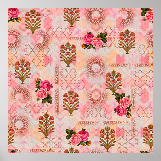 Poster Seamless mughal with floral floral pattern on digi (Devant)