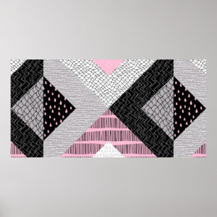 Poster Seamless pattern, patchwork tiles. Freehand drawin