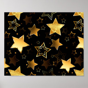 Poster Seamless pattern with Golden Stars