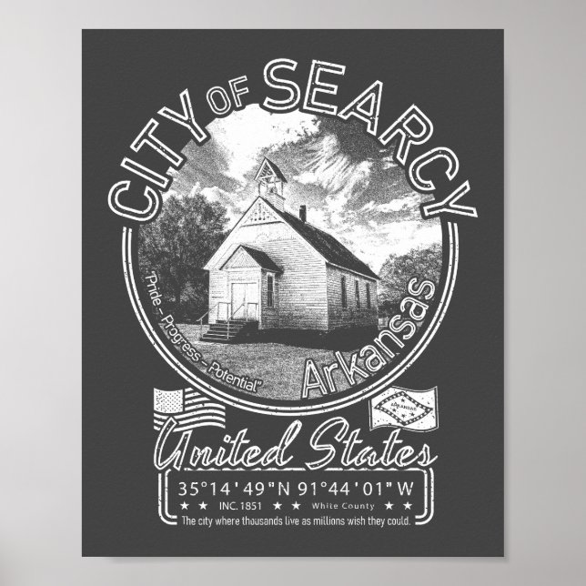 POSTER SEARCY ARKANSAS - CHAPEL BLANC VINTAGE (Devant)