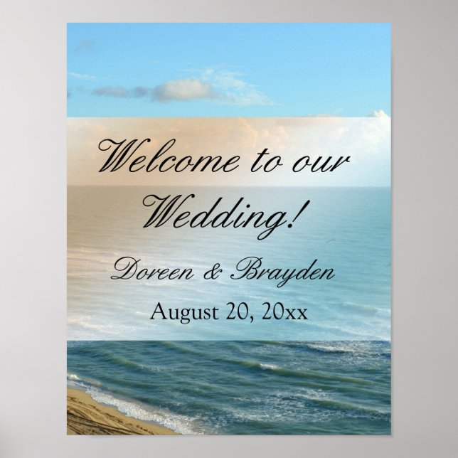 Poster Seascape Beach Mariage Océan Bleu (Devant)