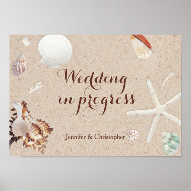 Poster Seashells & Starfish Beach Mariage en cours (Devant)