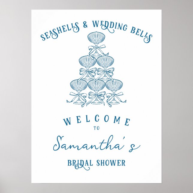 Poster Seashells & Wedding Bells Bachelorette Welcome (Devant)