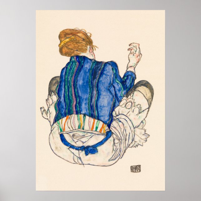 Poster Seated Woman, Back View (1917) par Egon Schiele. (Devant)