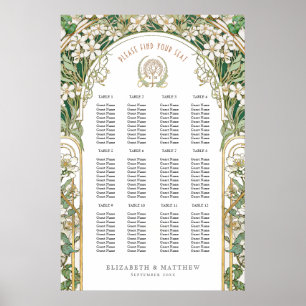 Poster Seating Chart Vintage Wedding Art Nouveau