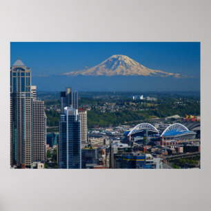 Poster Seattle avec le Mont Rainier Photographie