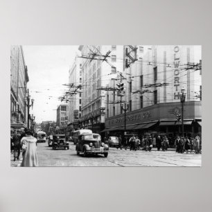 Poster Seattle, photographie du centre de scène de rue de